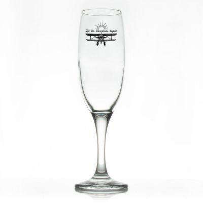 Custom Personalized Champagne Flutes - Let the Adventures Begin - Airplane - Promotional Champagne Flutes In Bulk