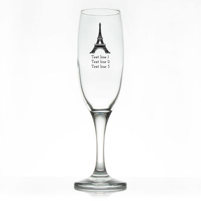 Custom Personalized Champagne Flutes - Eiffel Tower - Promotional Champagne Flutes In Bulk