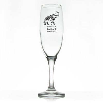 Custom Personalized Champagne Flutes - Indian Culture Elephant - Promotional Champagne Flutes In Bulk