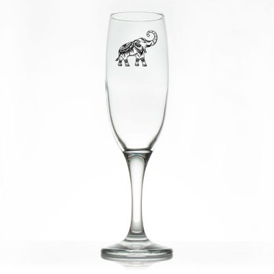 Custom Personalized Champagne Flutes - Indian Culture Elephant - Promotional Champagne Flutes In Bulk