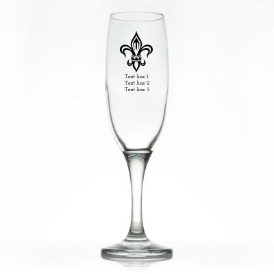 Custom Personalized Champagne Flutes - Fleur de Lis - Promotional Champagne Flutes In Bulk