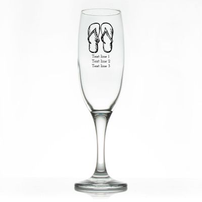 Custom Personalized Champagne Flutes - Hand Drawn Flip Flops - Promotional Champagne Flutes In Bulk