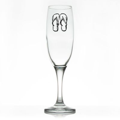 Custom Personalized Champagne Flutes - Hand Drawn Flip Flops - Promotional Champagne Flutes In Bulk