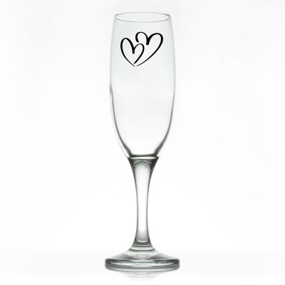 Custom Personalized Champagne Flutes - Two Hearts - Promotional Champagne Flutes In Bulk