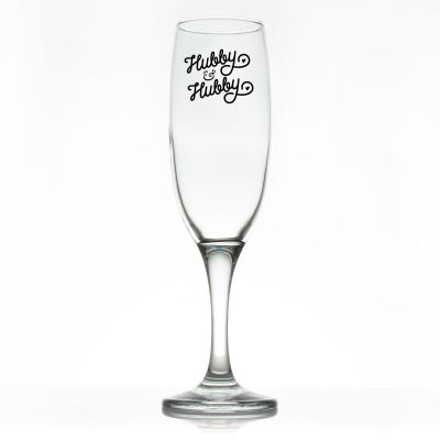 Custom Personalized Champagne Flutes - Hubby & Hubby - Promotional Champagne Flutes In Bulk