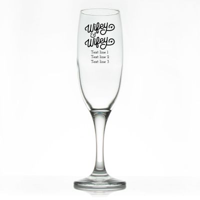 Custom Personalized Champagne Flutes - Wifey & Wifey - Promotional Champagne Flutes In Bulk