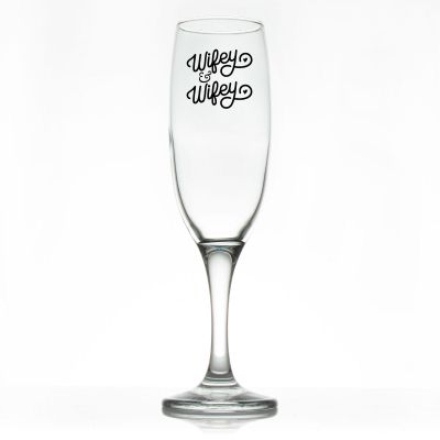 Custom Personalized Champagne Flutes - Wifey & Wifey - Promotional Champagne Flutes In Bulk