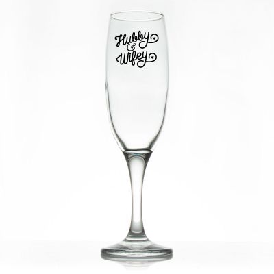 Custom Personalized Champagne Flutes - Hubby & Wifey - Promotional Champagne Flutes In Bulk