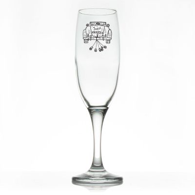 Custom Personalized Champagne Flutes - Just Married Car - Promotional Champagne Flutes In Bulk