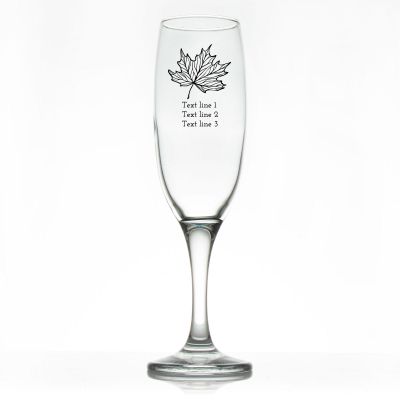 Custom Personalized Champagne Flutes - Leaf- Promotional Champagne Flutes In Bulk