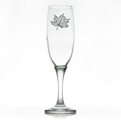 Custom Personalized Champagne Flutes - Leaf- Promotional Champagne Flutes In Bulk