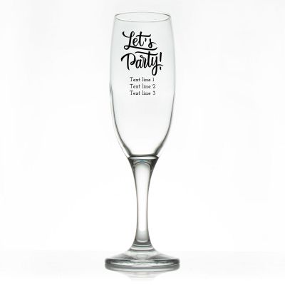 Custom Personalized Champagne Flutes - Let's Party! - Promotional Champagne Flutes In Bulk