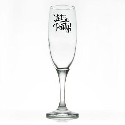Custom Personalized Champagne Flutes - Let's Party! - Promotional Champagne Flutes In Bulk
