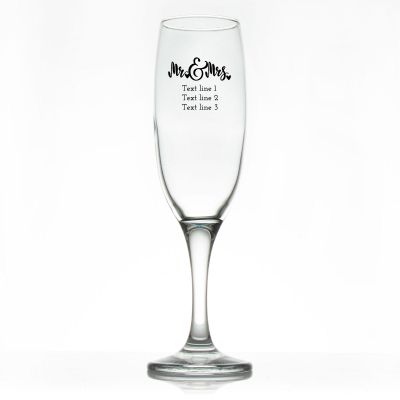 Custom Personalized Champagne Flutes - Mr & Mrs - Promotional Champagne Flutes In Bulk