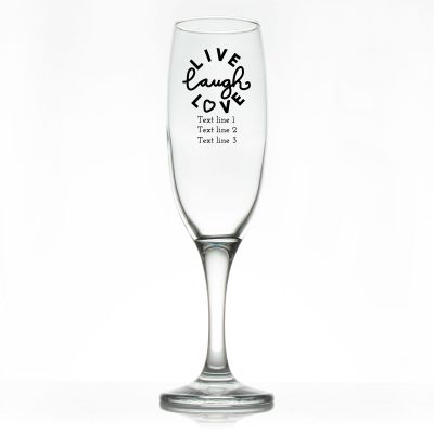 Custom Personalized Champagne Flutes - Live Laugh Love - Promotional Champagne Flutes In Bulk