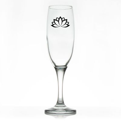 Custom Personalized Champagne Flutes - Lotus Flower Outline - Promotional Champagne Flutes In Bulk