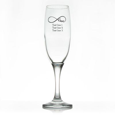 Custom Personalized Champagne Flutes - Infinity Love - Promotional Champagne Flutes In Bulk