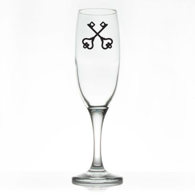 Custom Personalized Champagne Flutes - Crossed Keys - Promotional Champagne Flutes In Bulk