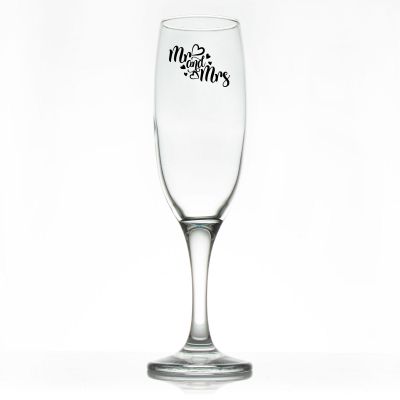 Custom Personalized Champagne Flutes - Mr & Mrs Hearts - Promotional Champagne Flutes In Bulk