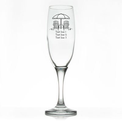 Custom Personalized Champagne Flutes - Beach Chairs with Umbrella - Promotional Champagne Flutes In Bulk