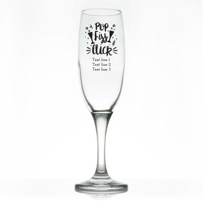 Custom Personalized Champagne Flutes - Pop Fizz Click - Promotional Champagne Flutes In Bulk