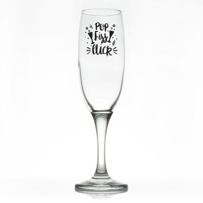 Custom Personalized Champagne Flutes - Pop Fizz Click - Promotional Champagne Flutes In Bulk