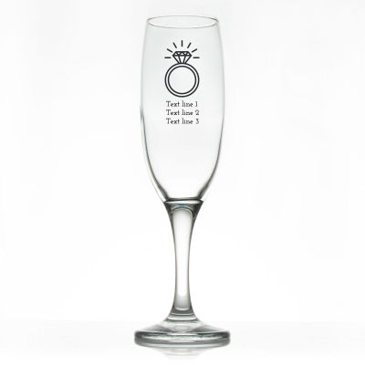 Custom Personalized Champagne Flutes - Diamond Engagement Ring - Promotional Champagne Flutes In Bulk