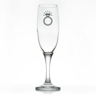 Custom Personalized Champagne Flutes - Diamond Engagement Ring - Promotional Champagne Flutes In Bulk