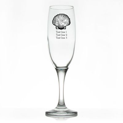 Custom Personalized Champagne Flutes - Seashell - Promotional Champagne Flutes In Bulk