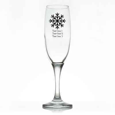 Custom Personalized Champagne Flutes - Snowflake - Promotional Champagne Flutes In Bulk