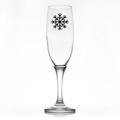 Custom Personalized Champagne Flutes - Snowflake - Promotional Champagne Flutes In Bulk