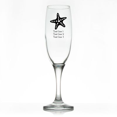 Custom Personalized Champagne Flutes - Starfish - Promotional Champagne Flutes In Bulk