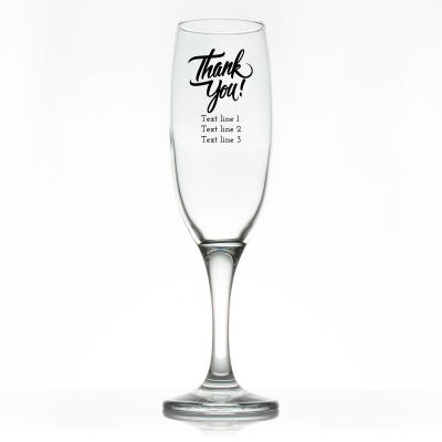 Custom Personalized Champagne Flutes - Thank You! - Promotional Champagne Flutes In Bulk