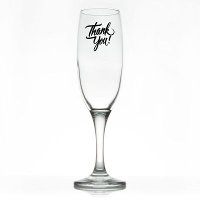 Custom Personalized Champagne Flutes - Thank You! - Promotional Champagne Flutes In Bulk