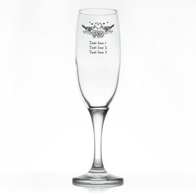 Custom Personalized Champagne Flutes - Birds on Flowers - Promotional Champagne Flutes In Bulk
