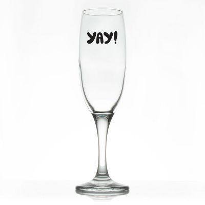 Custom Personalized Champagne Flutes - YAY! - Promotional Champagne Flutes In Bulk
