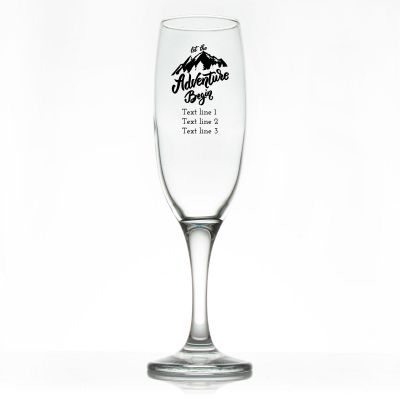 Custom Personalized Champagne Flutes - Let The Adventure Begin - Promotional Champagne Flutes In Bulk