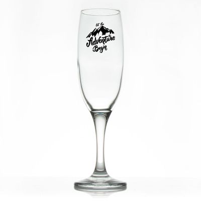 Custom Personalized Champagne Flutes - Let The Adventure Begin - Promotional Champagne Flutes In Bulk