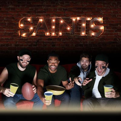 New Orleans Saints Recycled Metal Logo Lighted Sign