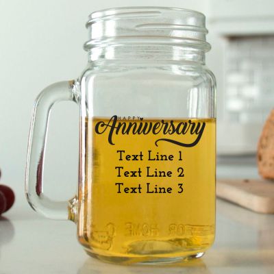 Mason Mug - Happy Anniversary - Personalized Mason Jar 16oz