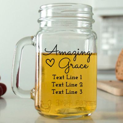 Mason Mug - Amazing Grace - Personalized Mason Jar 16oz