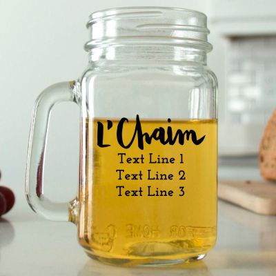 Mason Mug - L'Chaim - Personalized Mason Jar 16oz