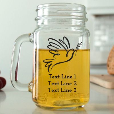 Mason Mug - Dove- Personalized Mason Jar 16oz