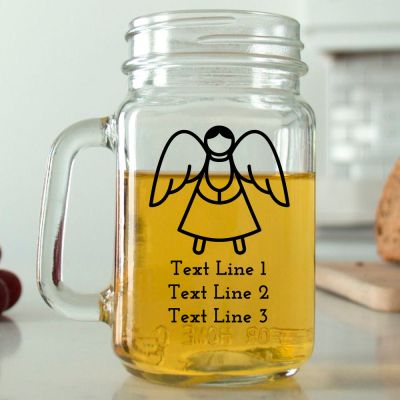 Mason Mug - Angel Holding Hands - Personalized Mason Jar 16oz