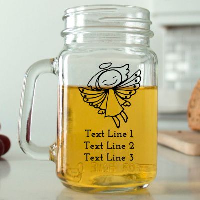 Mason Mug - Flying Angel with Halo - Personalized Mason Jar 16oz