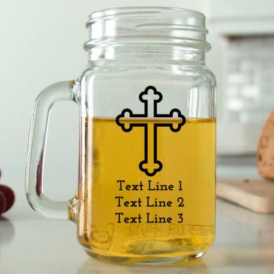 Mason Mug - Cross - Personalized Mason Jar 16oz