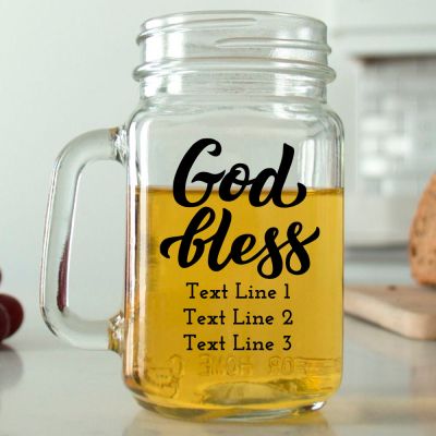 Mason Mug - God Bless - Personalized Mason Jar 16oz