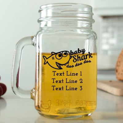 Mason Mug - Baby Shark - Personalized Mason Jar 16oz