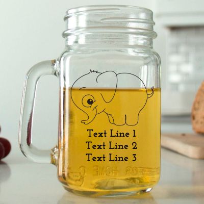 Mason Mug - Baby Elephant - Personalized Mason Jar 16oz