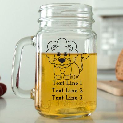 Mason Mug - Lion - Personalized Mason Jar 16oz